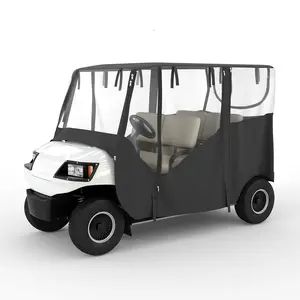 Golf Cart Enclosure 4 Passenger for Club Car Precedent Tempo Onward 4-Person Seaters 600D Waterproof Transparent Driving Enclosure Golf Cart Cover with Clear Windows Mirror Zipper Roll-Up Door