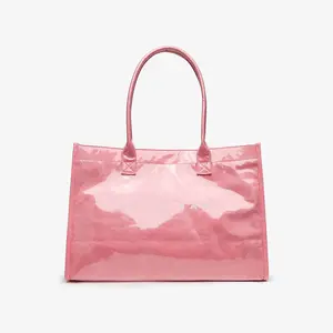 Leopard Print Jelly Tote Bag, Large Capacity Waterproof PVC Handbag – Solid Color Casual Shopping Bag for Everyday Use
