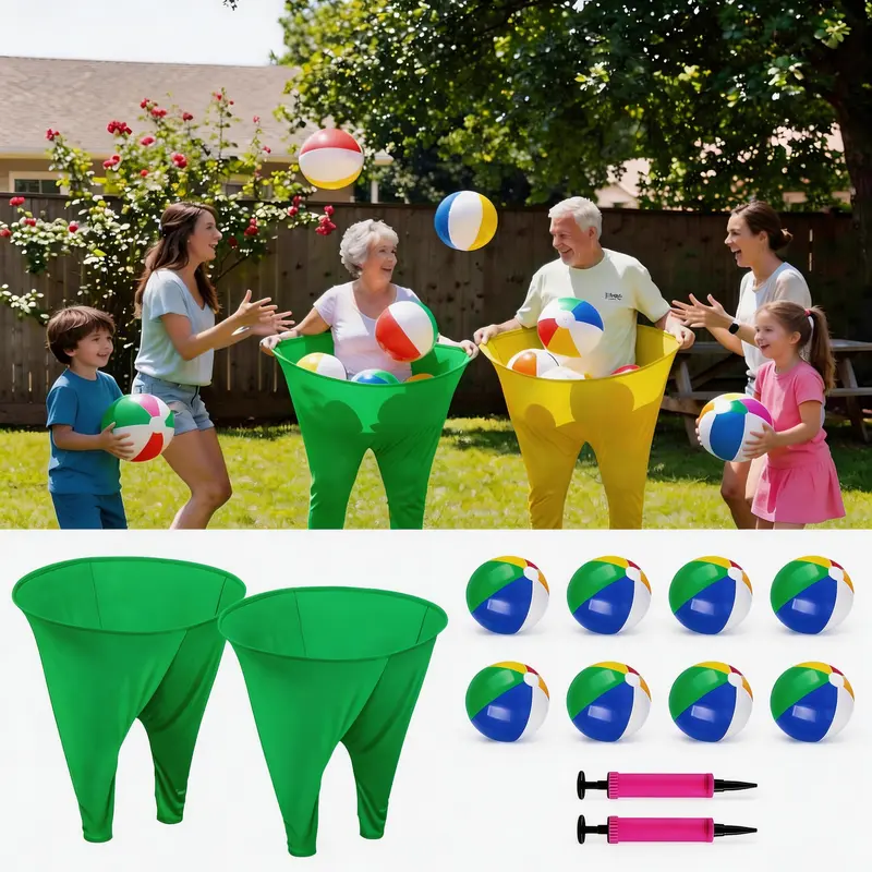 Giant Outdoor Inflatable Granny Pants Slip-On Toss Game Set - Oversized, Breathable Fabric, Soft on Skin Unisex Kit with Elastic Ball, Durable Easy Storage, Family Game Supplies & Accessories for Adults, Birthdays