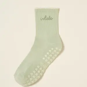 Shapes Studio effortless club Crew Calf Grip Socks, Cutest Fruits Pilates Socks, Non-Slip Socks, Barre Yoga Fitness, Inhale Green