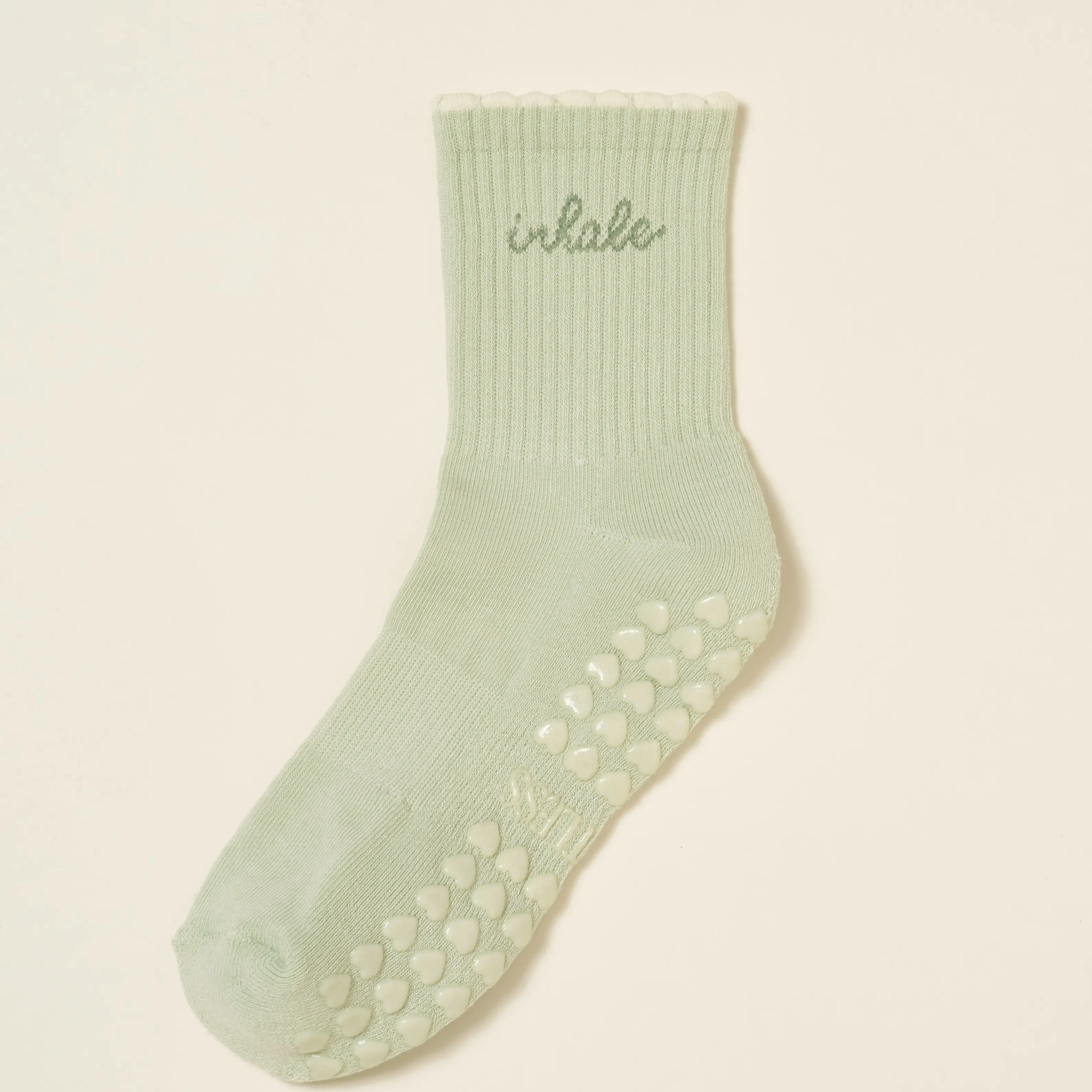 Shapes Studio effortless club Crew Calf Grip Socks, Cutest Fruits Pilates Socks, Non-Slip Socks, Barre Yoga Fitness, Inhale Green