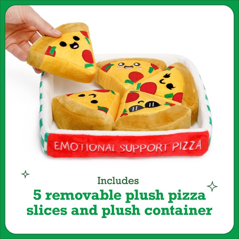 Emotional Support Pizza - 5 Soft & Fluffy Plush Slice Toys in Box Funny Cute Gift for All Ages V-day Presents Kids Classrooms