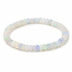 September Laurel  Natural Ethiopian Opal Bracelet for Menopause, Stretchable Elastic Rope Jewelry, Trendy Stack Bangle, Helps Maintain Emotional Balance, Women's Healing Accessory, Beaded Bracelet, Stackable Bracelets