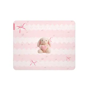 Clustrs Pearl Bunny Glass Mousepad | Cute Pink Desk Setup Mouse Pad