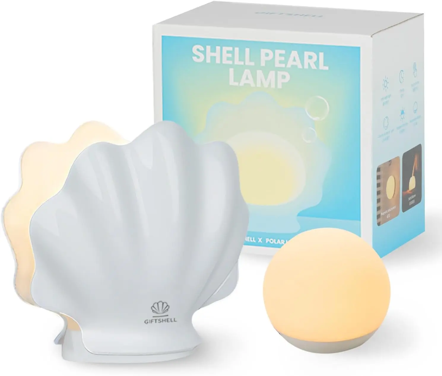 Seashell Lamp with Wireless Charger - Stepless Dimmable Nightstand Light for Bedroom & Dorm - Aesthetic Shell Mood Lamp, Decor Gift for Birthday, Valentine's Day