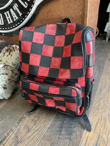 The Saddle Grid Backpack/Red&Black