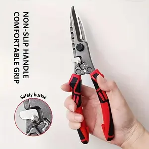 1Pc|8.5in Industrial Iron Scissors, Heavy Duty Sheet Metal & Cable Cutter with Wire Crimper