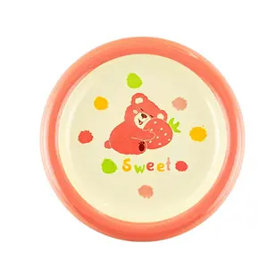 Golden Lion 8-Inch Round Ceramic Plate - Yellow Glaze Polka Dot Red Bear Dessert Dish