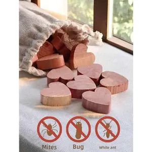 Cedar Wood Block Assortment 10pcs Heart Round Square Sphere Shapes Moth Repellent Insect Pest Control Home Bathroom Wardrobe Essential Spring Summer Picks Bridesmaid Gifts Bedroom Decor Beach Travel For Men Women Vacat