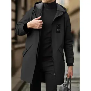 Men's Plus Size Oversized Hooded Full-Zip Jacket - Lightweight Olive Green Coat with Full-Length Zipper & Hood, Retro Casual Outerwear for Big & Tall, Spring/Fall Layering (Suit, Jeans, Dress Pants Compatible), PLUS SIZE