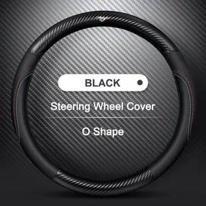 Carbon Fiber Leather Car Steering Wheel Cover, Non-Slip for Ford Mustang 2015-2019, Mustang Gt 2015-2019, Auto Accessories