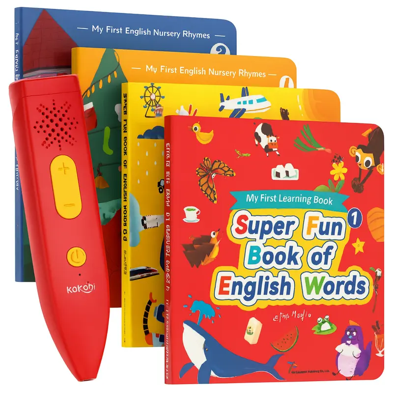 KOKODI Talking Pen Book Sets for Kids, Interactive Audio Sound Books with English Words & Mother Goose Nursery Rhymes, 700+ Touch Points Sensory Learning Toy, Educational Gift for Kids