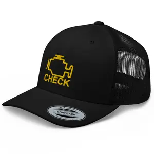 RIVEMUG NG Check Engine Curved Bill Trucker Hat Mid Crown Adjustable Cap Mechanic Hat