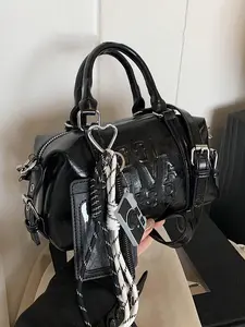 black letter embossed handbag, Casual messenger bags, messenger bag, camera pendant, trendy shoulder bag, niche design, casual versatile with multiple colors, suitable for daily commuting, shopping, etc., Casual Crossbody Bag