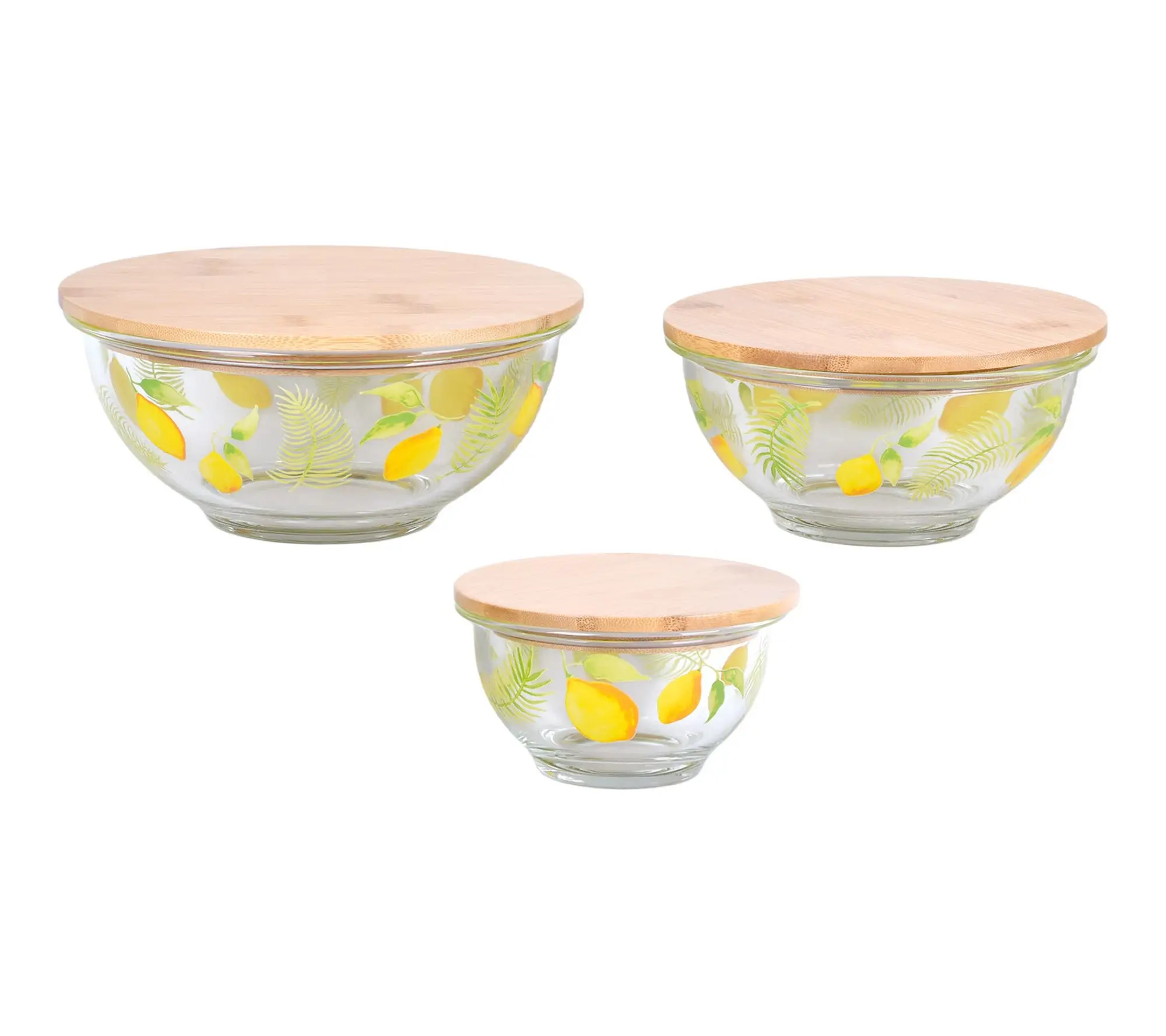 Temp-tations Set of 3 Glass Bowls with Bamboo Lids Temp-tations Set of 3 Glass Bowls with Bamboo Lids