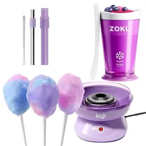 Purple Party Pack Cotton Candy Maker + Slush & Shake Maker + Pocket Utensils + Jumbo Slush & Shake Maker Perfect Family Fun Party Hosting Set for Royal Purple Kitchen Appliance Decor to Create Sweet Treats & Snacks (sugar not included)