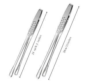 2-Piece Stainless Steel Grill Tongs/Food Tongs [Two-Piece Set, 11-inch and 9.4-inch]. Ergonomically designed grill tongs and chef's cooking tongs, perfect for handling food, steaks, salads, etc. Convenient kitchen tools and essential camping equipment.