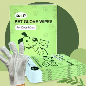 We Love Pets : Pet Glove Wipes for Dogs and Cats, Individual Packaging, Hyposensitive, Disposable No-Rinse Grooming, Nourishes Coat, For Daily Care and Travel, 6 PCS