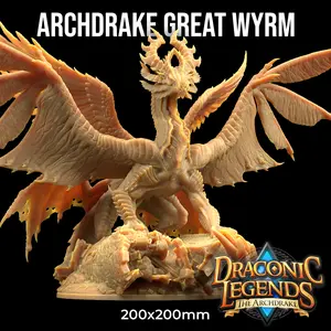 Archdrake Great Wyrm Draconic Legends |The Dragon Trappers Lodge | 32mm Scale | Miniature TTRPG Mini DnD Dungeons Dragons Wargaming