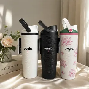 [NEW 2026] Owala FreeSip 32oz Stainless Steel Water Bottle (945ml) – Floral Tulip, Flowers bloom  Design 24hr Cold Retention Leak Proof Insulated Drinkware with Built-in Straw Portable Mug - Stylish
