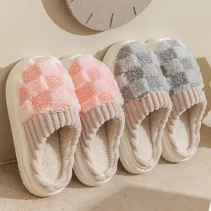 Women’s Plush Closed-Toe Slippers – Cozy, Fluffy, Anti-Slip Indoor Slides with Thick Sole