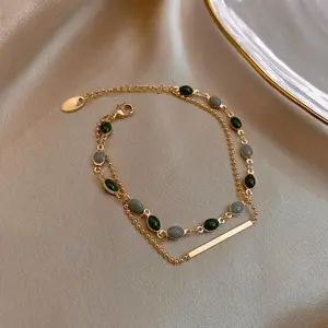 1pc Vintage Double Layered, Easy Green, Exquisite High-End Jewelry Perfect Gift