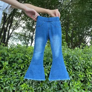 Girl Bell Bottom Jeans blue Bleached girl denim pant toddler jeans party wear