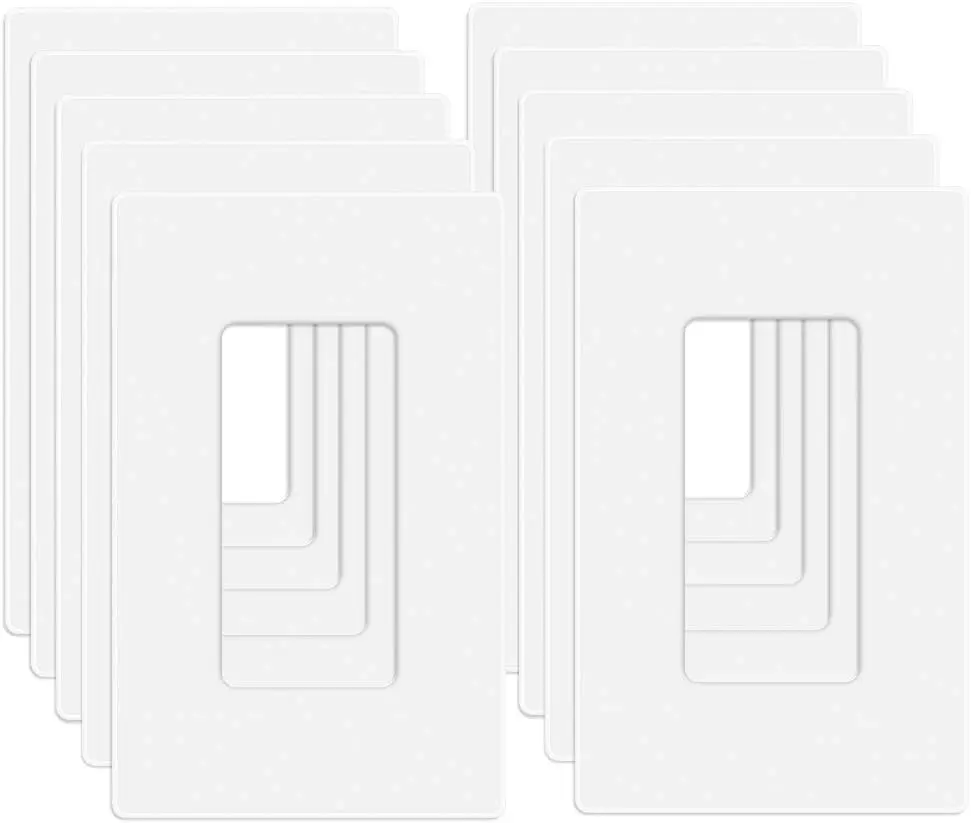 10 Pack 1-Gang Screwless Wall Plate, Decora Outlet Cover Plates, 4.57 H x 2.76 L, for Light , Dimmer, GFCI, USB Outlet