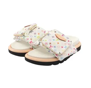 Pre-owned LOUIS VUITTON LV * TM Pool Pillow Line Sandals Nylon White Takashi Murakami