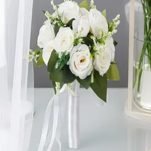 New Simulated Wedding Rose Hand Bouquet, Bridal Hand Flower Arrangement, High-End Wedding Photography Prop, Fake Flowers