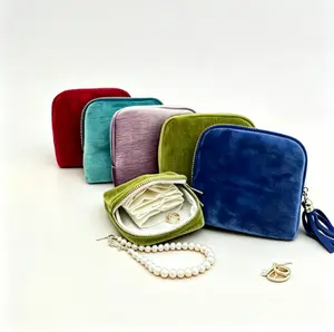 Portable Jewelry Organizer Pouch – Travel-Friendly Ring, Earring & Necklace Storage Case, Velvet Zippered Box, Compact, Multi-Color, Perfect Gift for Women, Girls, Home & Vacation Jewelry Holder