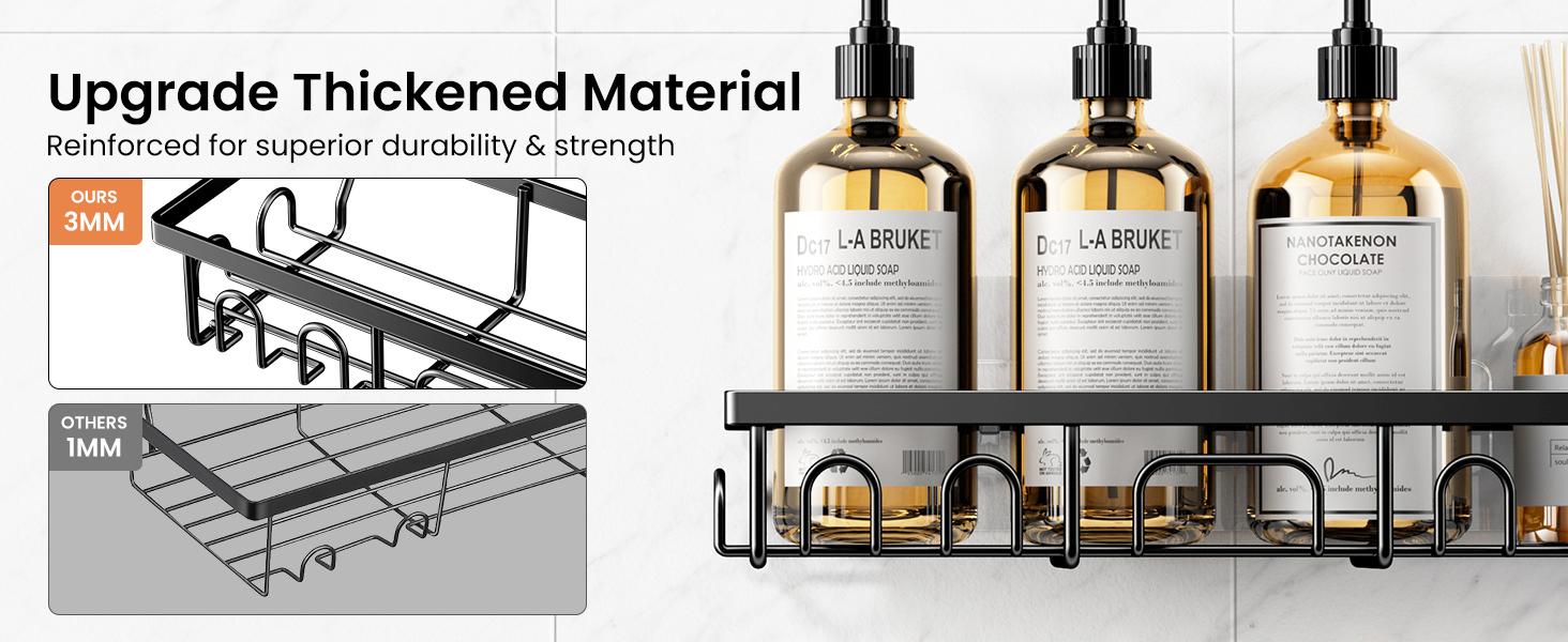 PKBD Shower Caddy 5 Pack Stainless Steel Anti-Rust Adhesive Organizer with Soap & Toothbrush Holders No Drilling for Bathroom Kitchen Home White