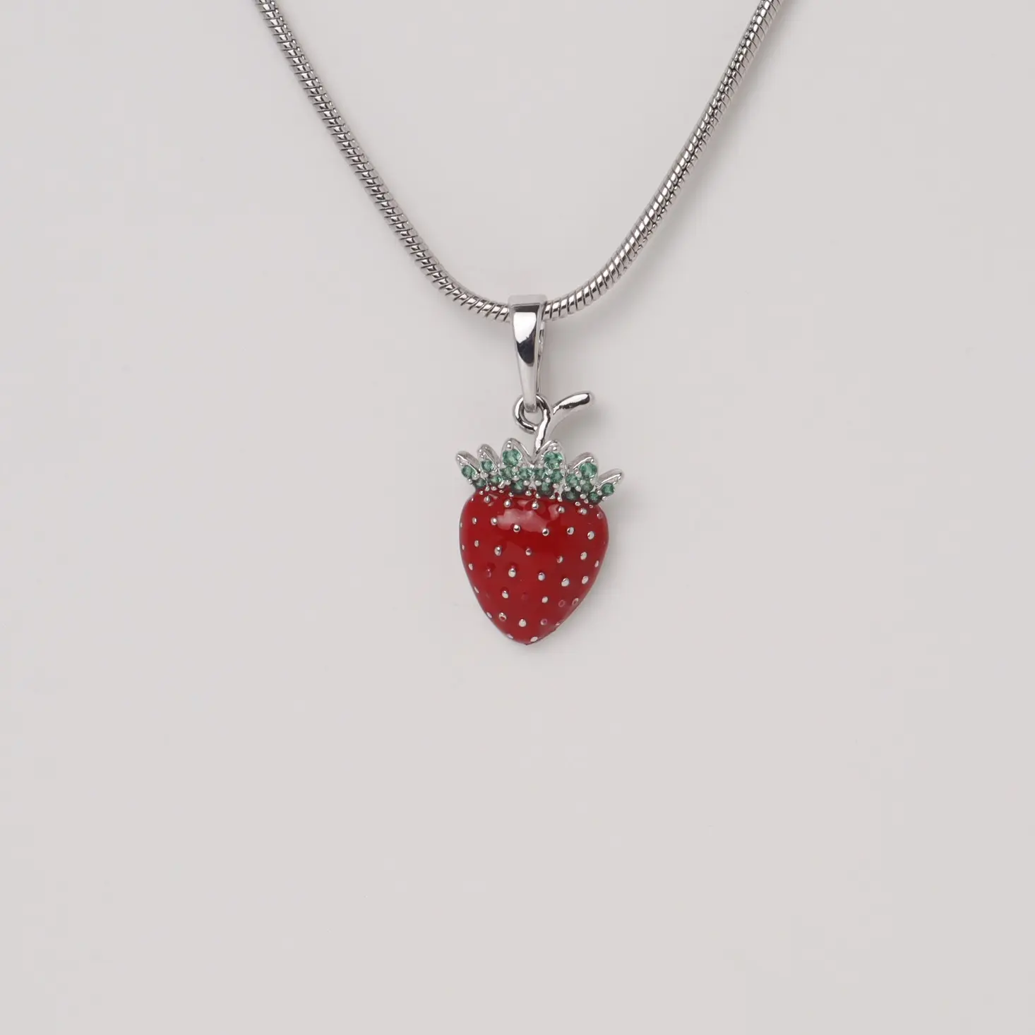 Strawberry Pendant Necklace | Cute Fruit Charm Necklace | 18" Chain