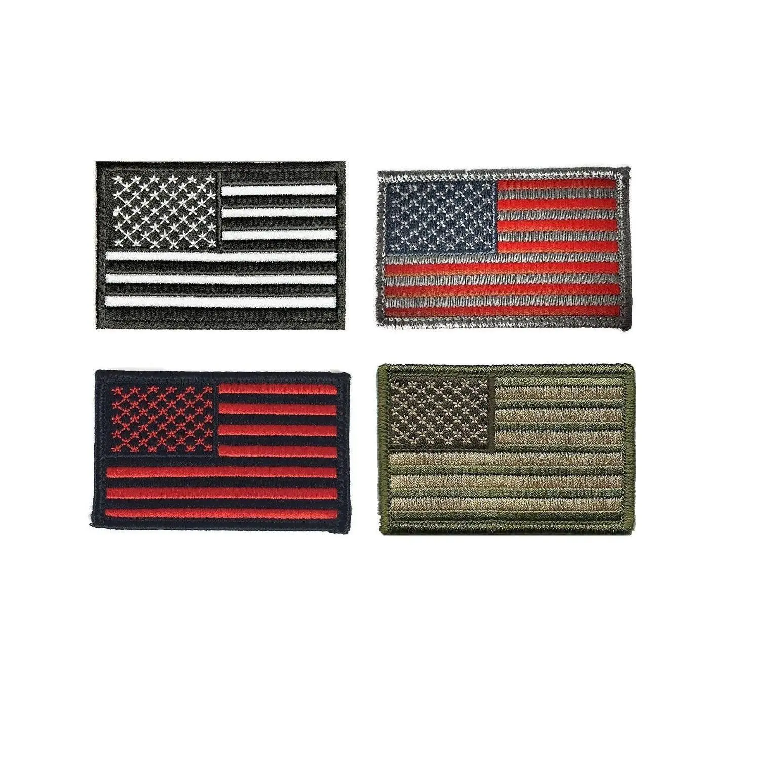 USA Flag Embroidered Patch [4PC Bundle - Hook Fastener]