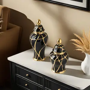 Large Diameter Water-Filled Ceramic Vase with Lid, Flower Arrangement Vase, Multi-Scene Use Decorative Vase