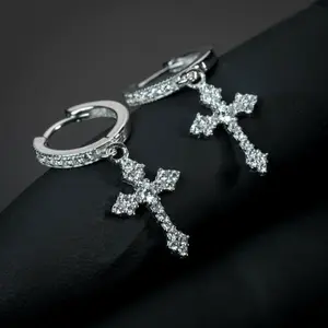 Factory direct sales cross earrings inset high quality zircon earrings fashion men's and women's earrings