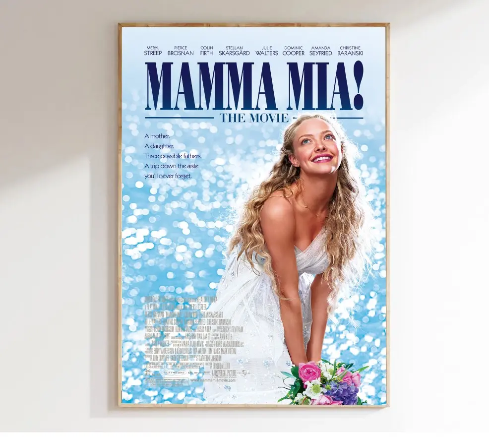 Mamma Mia Movie 2018 Sophie Poster Unframed, Donna Sheridan Mamma Mia Vintage Film Print Art, Minimalist Movie Poster ,Wall Art Print - Home Decor, Classic Movie Poster, Wedding Gifts