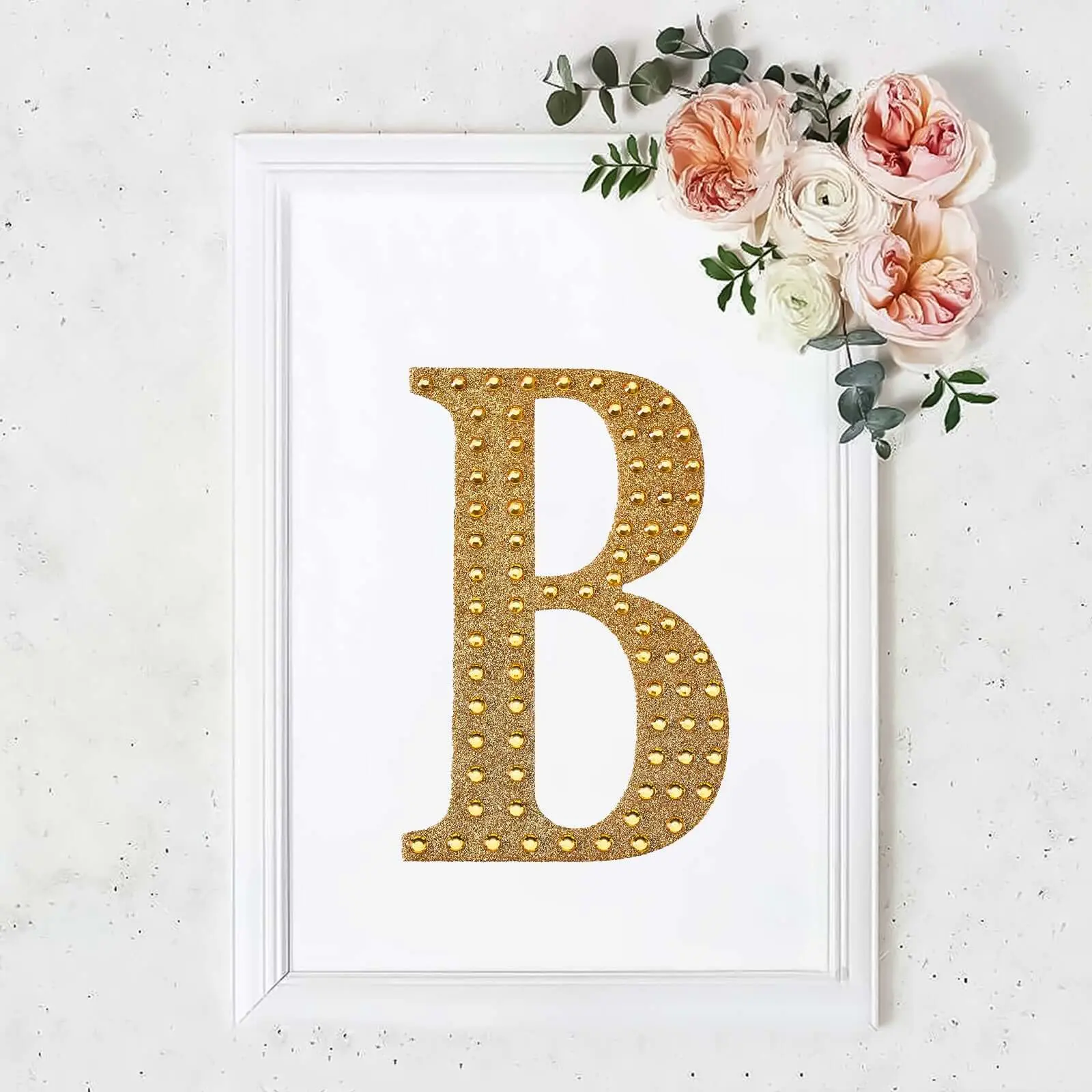 8" Gold Rhinestone Alphabet "B" Letter Art Stickers, Glitter Adhesive DIY Craft Embellishments for Scrapbooking & Stamping