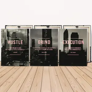 Wooden Framed Canvas Painting, 3 Counts/set Inspirational Poster, Urban Inspirational Decorative Painting, Hanging Wall Art, Modern Art for Home Living Room Bedroom Office Decor, Ornaments, Modern Home Decoration