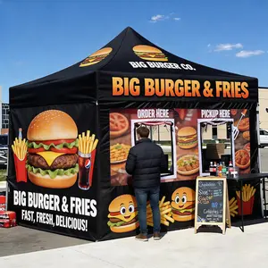 Portable Hamburger Fries Tent Street Food Stall Market Tent Waterproof Display Pop Up Canopy for Vendor Small Business