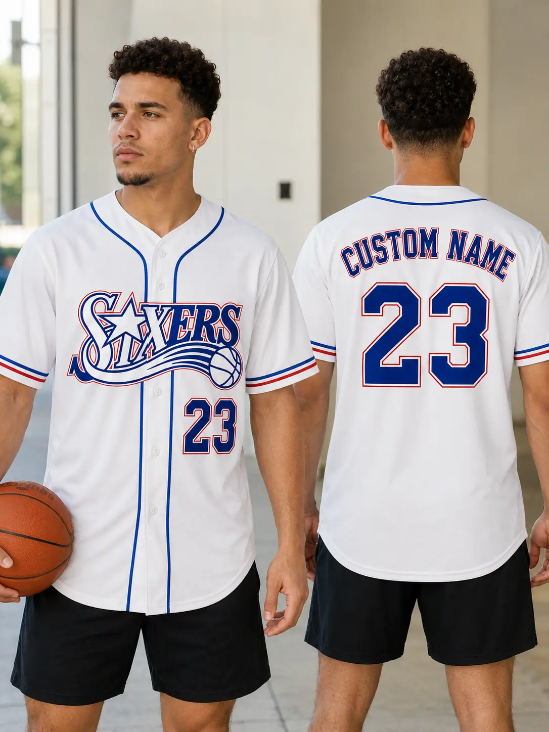 Custom Basketball Jersey, Philly Number 23 Blue Red Design, Game Day Gift For Hoops Fans