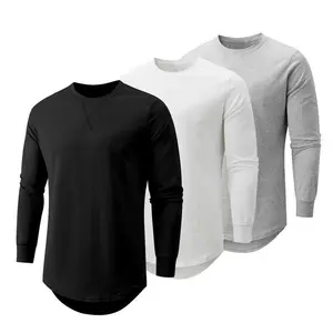 Men’s 3-Pack Cotton Hipster/Hip Hop Longline Crewneck Sports T-Shirts, Casual Tops for Outdoor Daily Wear