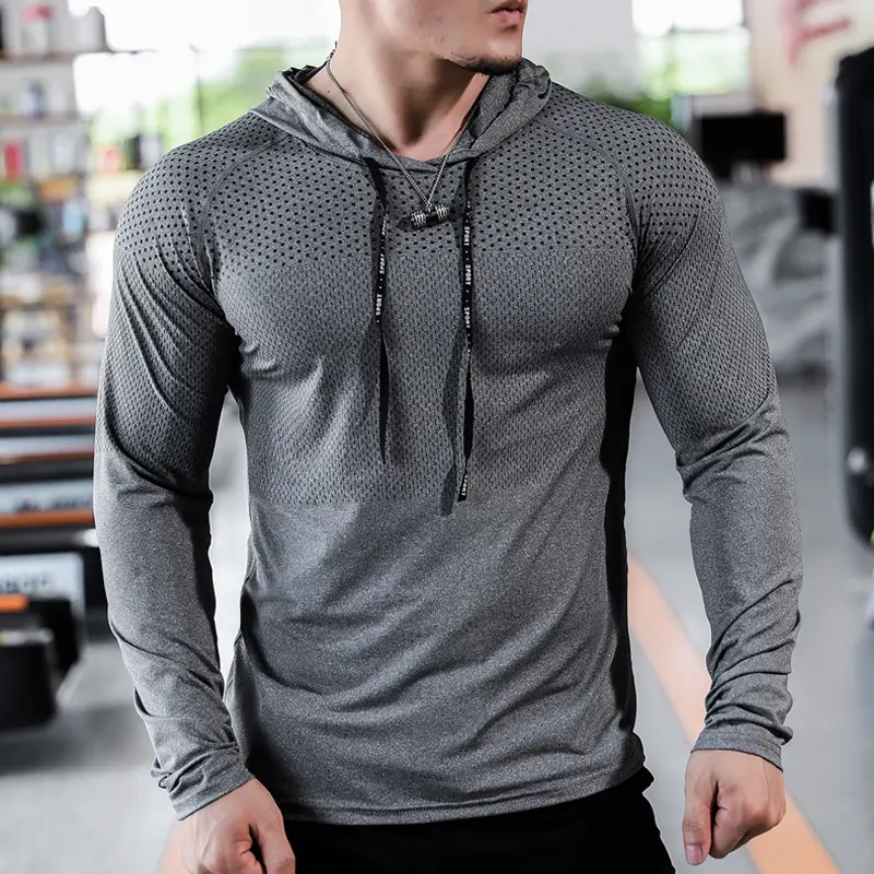 Men's Fitted 2-Piece Fitness Tracksuit - Sporty Sports Tops Hooded Hoodie, Gym Joggers for Running, Muscle Training