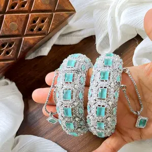 AD Kara Set Chunky Bangle Cuff Bracelet with Colorful Beads and Elegant Design for Stylish Outfits Fashionable Jewelry