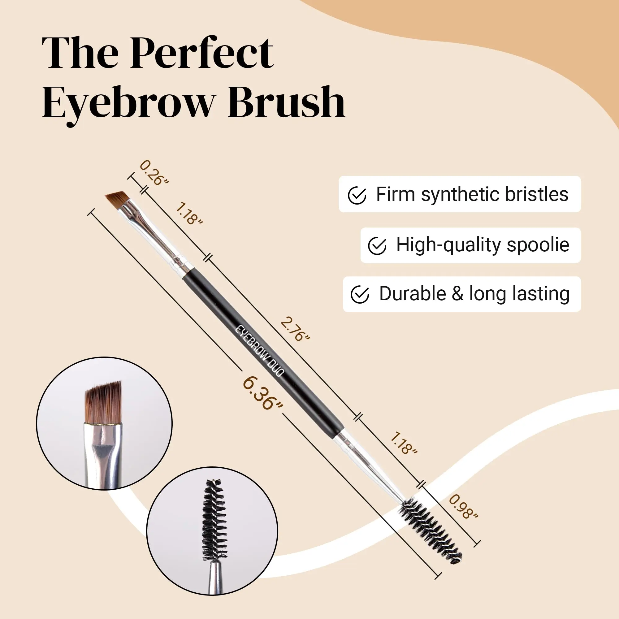 KESHIMA Eyebrow Brush Duo – Premium Angled Eye Brow Brush & Spoolie – Precision Eye Makeup Tool for Applying & Blending Powder, Gel & Liquids
