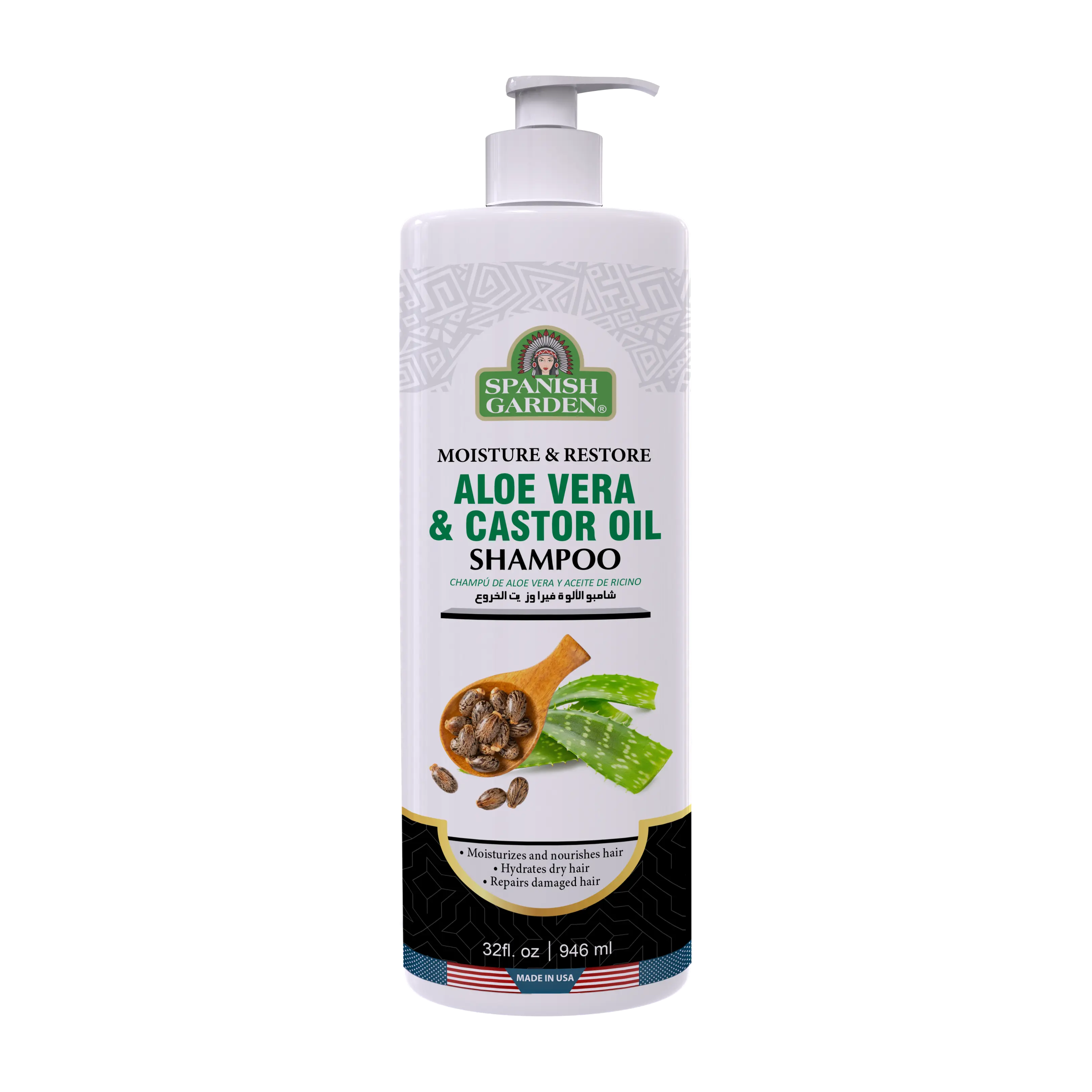 Aloe Vera & Castor Oil Sulfate-Free Shampoo - Daily Nourishing Cleanser for Hair Growth, Scalp Hydration & Moisture, Damage Repair, Frizz Control for Dry, Brittle Hair