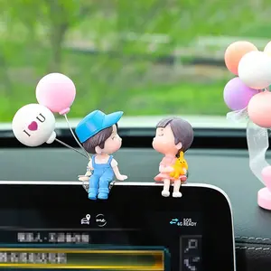 Cute Couple Doll Car Interior Decorations for Dashboard Air Vent Display Screen Daily Fashionable Minimalist Funny & Cute Fresh Style Sophisticated