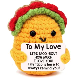 Hand-Crocheted Woolen Doll — "Taco Potato" (Positive Vibes Edition) — Desktop Ornament & Gift for Friends