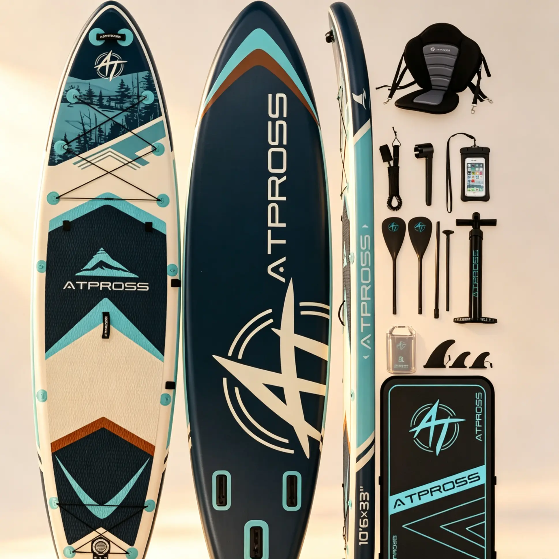 Inflatable Stand Up Paddleboard for Adults 10'6" x 33", Extra Wide PVC Design with Anti-Slip EVA Deck, 400 lbs Capacity, Kit with Kayak Seat for Paddle Boarding & Fishing, Inflatable Paddle Board, Bag, Yoga, Repair Kit, All Skill Levels, Compact Pack, 400
