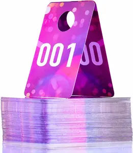 Live Plastic Number Tags Consecutive Live Number Tag, 1.97X3.15 Inch (5X8Cm),Normal and Reverse Mirror Image Number Cards for Live Sales, Hanger Cards for Clothes, Reusable (1-100, Pink Spots) Xway